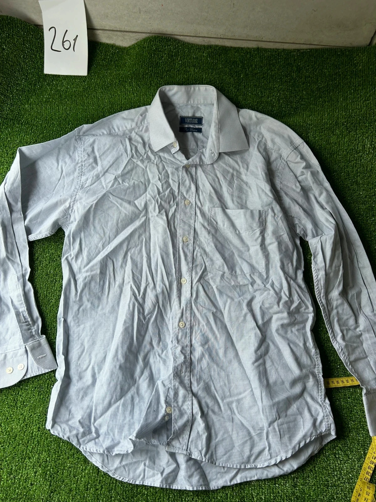 Chemise à carreaux blanc gris virtuose pur Cotton taille 3 (39/40)